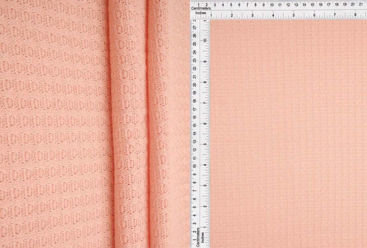 1 Yard Waffle Solid Knit Fabric Soft Stretch Textured Material 58/60" Wide